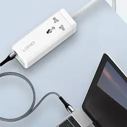 Мережевий зарядний пристрій подовжувач LDNIO SC1418 2 USB/2 Type-C QC PD 1 розетка 2m білий - мініатюра 2