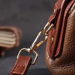 Красивий клатч з цікавою клямкою з натуральної шкіри Vintage 22425 коричневий - мініатюра 9
