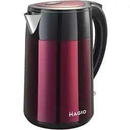 Електрочайник Magio МG-129, Bordo/чорний, 1850W, 1.8 л, дисковий, подвійні стінки: нержавіюча сталь