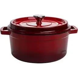 Каструля чавунна емальована Yiwu 3.5 л Ø24 см з кришкою HP-1-1-RED