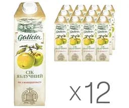 Galicia, Упаковка 12 шт. х 1 л, Сік натуральний Яблучний Галіція, без цукру