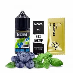 Набор компонентов для самозамеса солевой заправки Nova 30 мл BLUEBERRY BASIL Черника Базилик, 0-50 мг (18073)