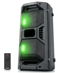 Колонка портативная 2.0 REAL-EL X-757 Black, 2 x 25 Вт, пластиковый корпус, Bluetooth, MicroSD / USB, FM-приемник, питание от аккумулятора, 8000мА * ч, управление сбоку