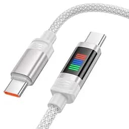 Кабель с индикатором заряда Hoco U126 Type-C to Type-C 100 W 1.2 метра серый