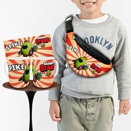 Набор: детская сумка-бананка+кружка Блавл Старс Спайк 32х15см,бананка для мальчика через плечо (00896)