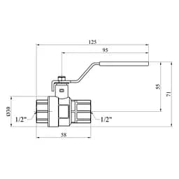 Кран кульовий Kroner 1/2" ВВ PN40 ручка, нікельований (CV033213) - мініатюра 3