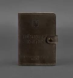 Кожаная обложка-портмоне для военного билета 15.0 темно-коричневая Crazy Horse