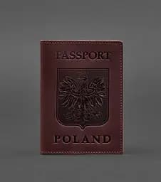 Кожаная обложка для паспорта с польским гербом бордовая Crazy Horse