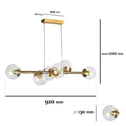 Люстра стельова Levistella 7521010-6 AGD+CL (BRONZE), E27, бронзова, 6 плафонів зі скла, сучасний стиль для дому - мініатюра 2