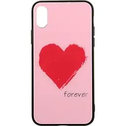 Чохол-накладка Toto Glass Fashionable Case Apple iPhone X Red Heart on Pink