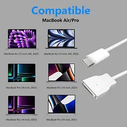 Кабель USB-C — Magnetic 3 потужністю 140 Вт, сумісний з MacBook Air (M2, 2022), MacBook Air (15 дюймів, M2, 2023), MacBook Pro - мініатюра 4