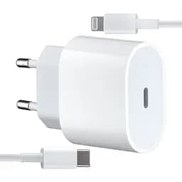 Сетевое зарядное устройство Apple 20W USB-C Power Adapter With Cable Type-C to Lightning High c0py Белый