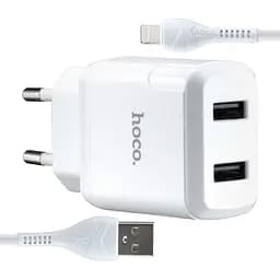 Сетевые зарядные устройства Hoco N7 Speedy dual port charger set Lightning (EU) Белый