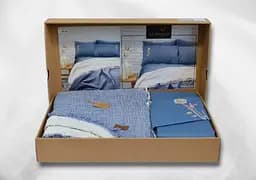 Літня постільна білизна з мусліновим покривалом-піке Selin Mavi Ekru La Maison pbe0051392