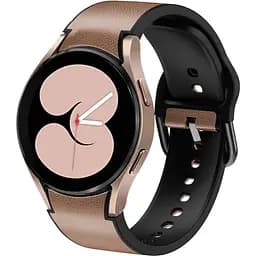 Ремінець для Samsung Galaxy Watch 4 44mm - коричнево-чорний ширина кріплення 20мм силікон-шкіра Watchbands West (W17-6WB12125121)