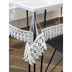 Силіконова скатертина з кремовим мереживом 7 см 400х190 см