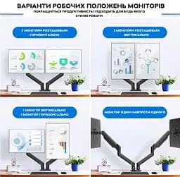 Настільне кріплення для монітора V-star V-160 17"-27" кронштейн для двох моніторів, стійка vesa 75x75 (ST) - мініатюра 9