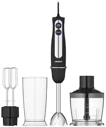 Блендер Ardesto HBG-800BDWHCH, Black, 800W, занурювальний, 5 швидкостей, турборежим, 3 насадки, подрібнювач 500мл, мірний стакан 600мл, насадка-міксер, підсвітка кнопок управління