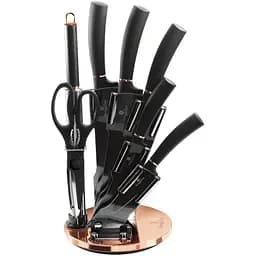 Набір ножів на залізній підставці Berlinger Haus BLACK ROSE Collection 8 предметів (BH-2421)
