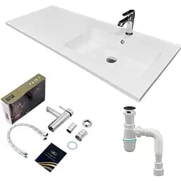 Раковина накладная Adamant FLATE 120R, прямоугольная, с сифоном Click-Clack + смеситель (4824296208501)