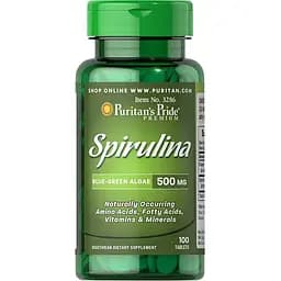 Натуральна добавка Puritan's Pride Spirulina 500 mg, 100 таблеток