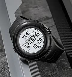 Годинник чоловічий наручний спортивний Skmei 2166 Compass з компасом і крокоміром (Чорний з білим) - мініатюра 4