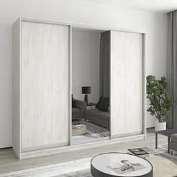 Шкаф-купе трехдверный MebelStar Уни AL 2ДСП/Зеркало 240x60x210 см Аляска серый (MBS-3104)