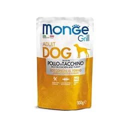 Паштет Monge Dog GRILL Adult Смачний рецепт з запеченою куркою та індичкою для собак 100 гр
