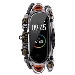 Ремінець вінтажний Carprie для фітнес-браслета Xiaomi Mi Band 3 і 4 Type A2 Brown-silver - мініатюра 2