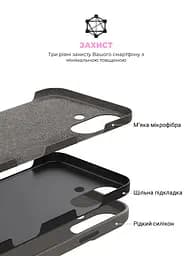 Силиконовый чехол для Apple iPhone 16, ICON2 Case, серый, противоударный, панель, защита всего корпуса, матовая поверхность Soft Touch, выступает над дисплеем, совместим с защитными стеклами и пленками, с микрофиброй, ArmorStandart (ARM81296) - мініатюра 6