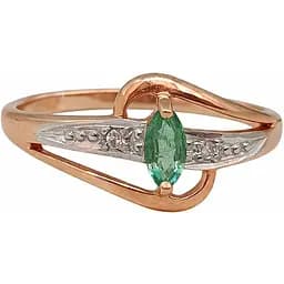 Золотое кольцо с бриллиантами и изумрудом. RE15904K 17