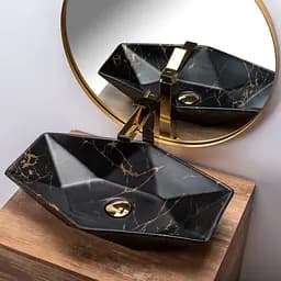 Умивальник Rea Vegas marble black mat накладний чорний REA-U0994, Чорний матовий - мініатюра 5