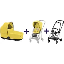 Люлька Cybex Mios Lux Mustard Yellow + Комплект текстилю для прогулянкового блоку Cybex Mios Mustard Yellow + Шасі для коляски Cybex Mios LS RBA Chrome Black