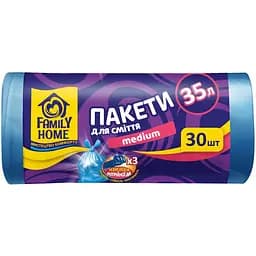 Пакеты для мусора Family Home 35 л голубые 30 шт.