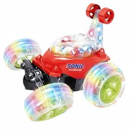 Радіокерована машина-перевертиш 9802 M-SO-02, трюкова, з яскравим підсвічуванням та музикою, вбудований акумулятор, Червона