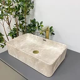 Умивальник VBI Arabba M beige stone matt накладний VBI-013504 - мініатюра 3