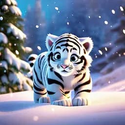 Деревянный фигурный пазл Белый тигренок, А3, Картонная коробка 200 элементов