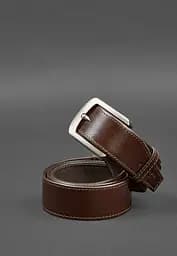 Кожаный ремень 40 мм коричневый с темно-бежевой нитью.