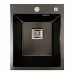 Кухонная мойка Platinum PVD черная Handmade HSBB (квадратный сифон, 3.0,/1.0) 40x50, Черный