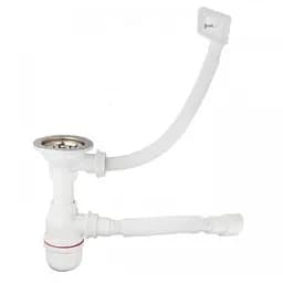 Сифон для мийки 3 1/2" Bakimay PL1047 з переливом і гофротрубою 40x40/50 мм 30412