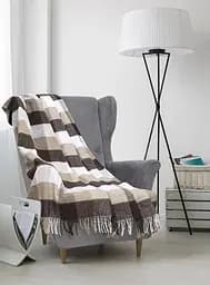 Плед вовняний Vladi Палермо 170x210 біло-світло-бежево-коричневий 8