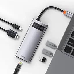 Usb-хаб (адаптер) Baseus Metal Gleam Series 8-in-1 Type-C to HDMI+Usb WKWG050013 - мініатюра 3