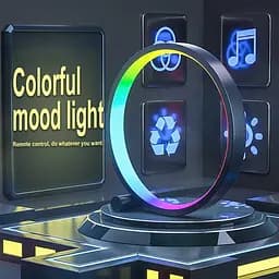 Настільна LED лампа RGB Intelligent circular atmosphere light Bluetooth USB with app Black - мініатюра 2