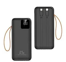 Павербанк Sunix PB-60 Black 30000 mAh 22.5W зовнішній акумулятор Power Bank з дисплеєм та вбудованими кабелями Чорний - мініатюра 3