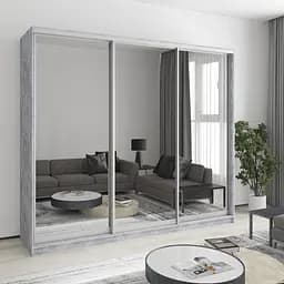 Шкаф-купе трехдверный MebelStar Уни AL 3 Зеркала 240x45x210 см Бетон (MBS-3131)