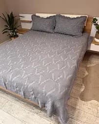 Набор вафельное покрывало + 2 наволочки 200x230 см - комплект в подарочной сумке Темно-серый