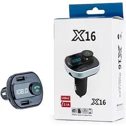 Автомобільний Bluetooth модулятор трансмітер FM USB зарядка X16 Wireless Car KIT Чорний - мініатюра 3