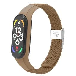 Ремінець для Xiaomi Mi Band 7/6/5/4, Braided Solo Loop, бежевий, нейлоновий плетений браслет, еластичний змінний ремінець для фітнес-трекера з надійним кріпленням, ArmorStandart (ARM81131)