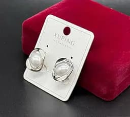 Сережки Xuping з перлиною гіпоалергенна прикраса для щоденного образу Сріблястий