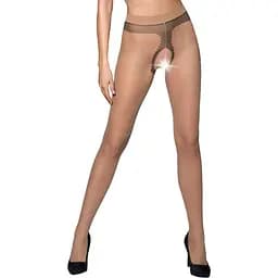 Телесные колготки с открытым доступом Passion контрастная линия Tiopen 010 beige 3/4 (20 den)